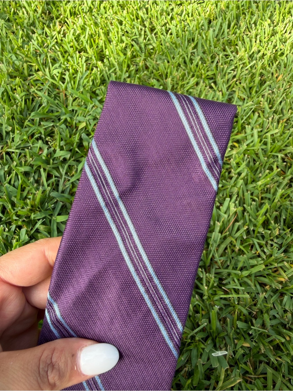Michael Kors 100% Silk Plum Purple Blue Striped Men’s Tie Classic 3” NWT